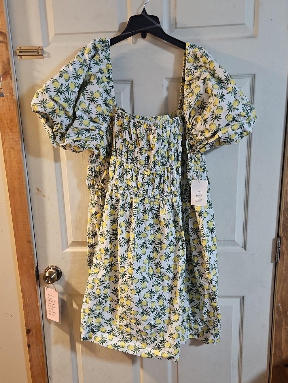 Free Assembly Women's Puff Sleeve Peasant Mini Dress: Pineapple Print: NWT: 4X